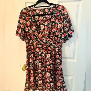 SHEIN curve black and pink floral dress